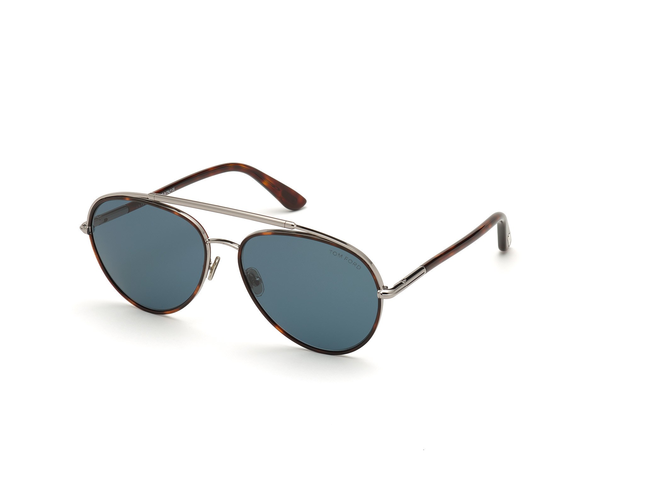 Tom Ford FT0748 Curtis round sunglasses in Shiny Light Ruthenium/Dark Teal Lenses