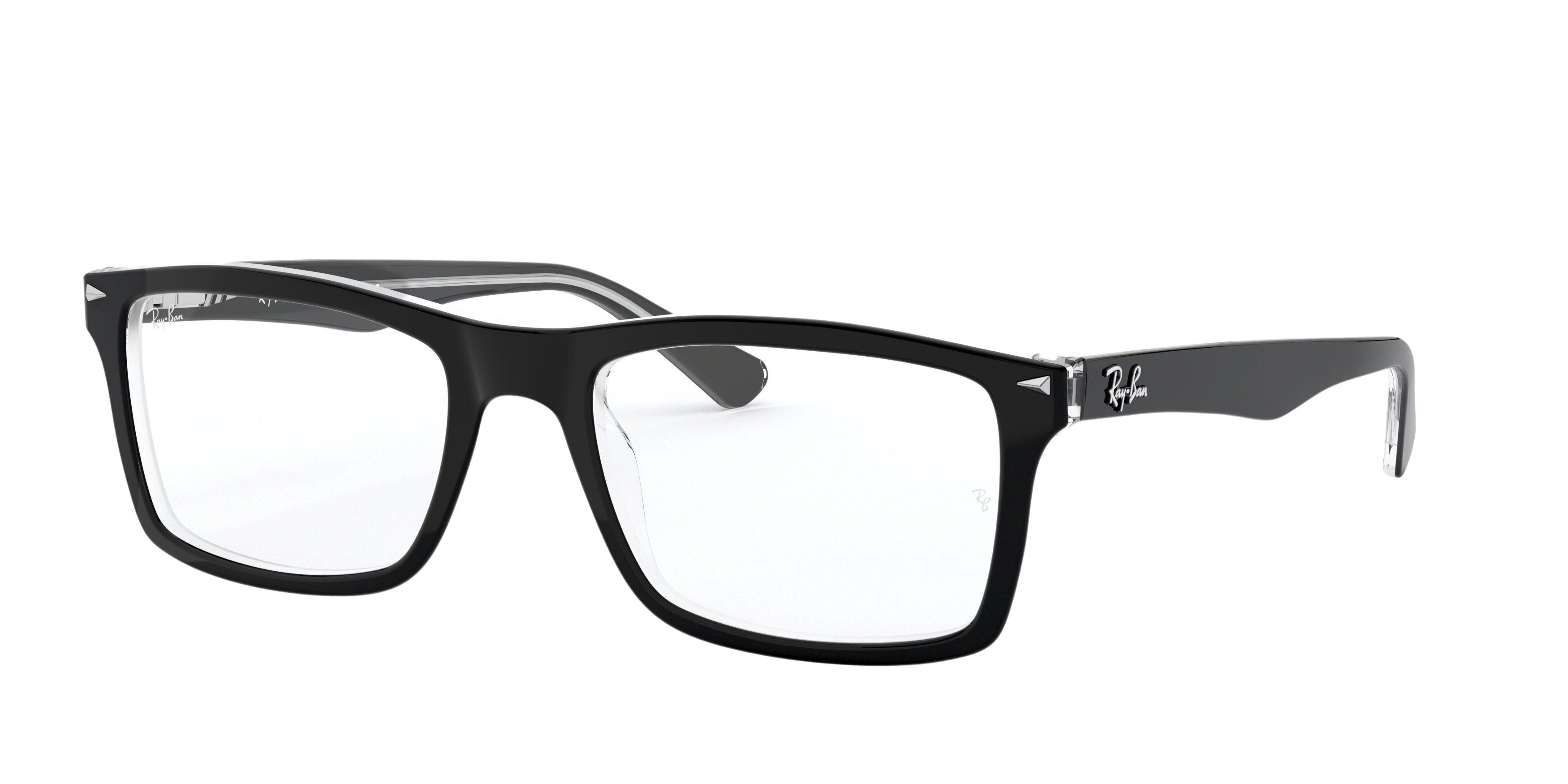 Ray-Ban RX5287 square eyeglasses in Top Black on Transparent