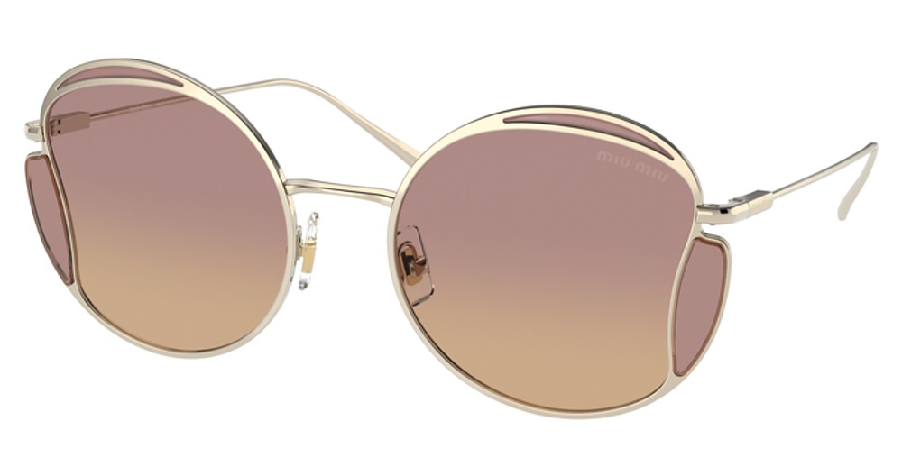 Miu Miu MU 56XS round sunglasses in Pale Gold/Orange Dark Pink