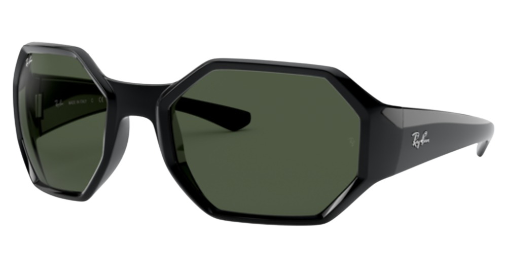 Ray-Ban RB4337 irregular sunglasses in Black/Dark Green
