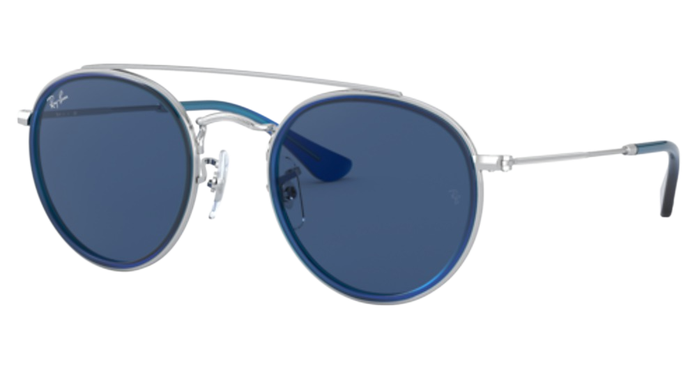 Ray-Ban RJ9647S aviator sunglasses in Blue on Silver/Dark Blue