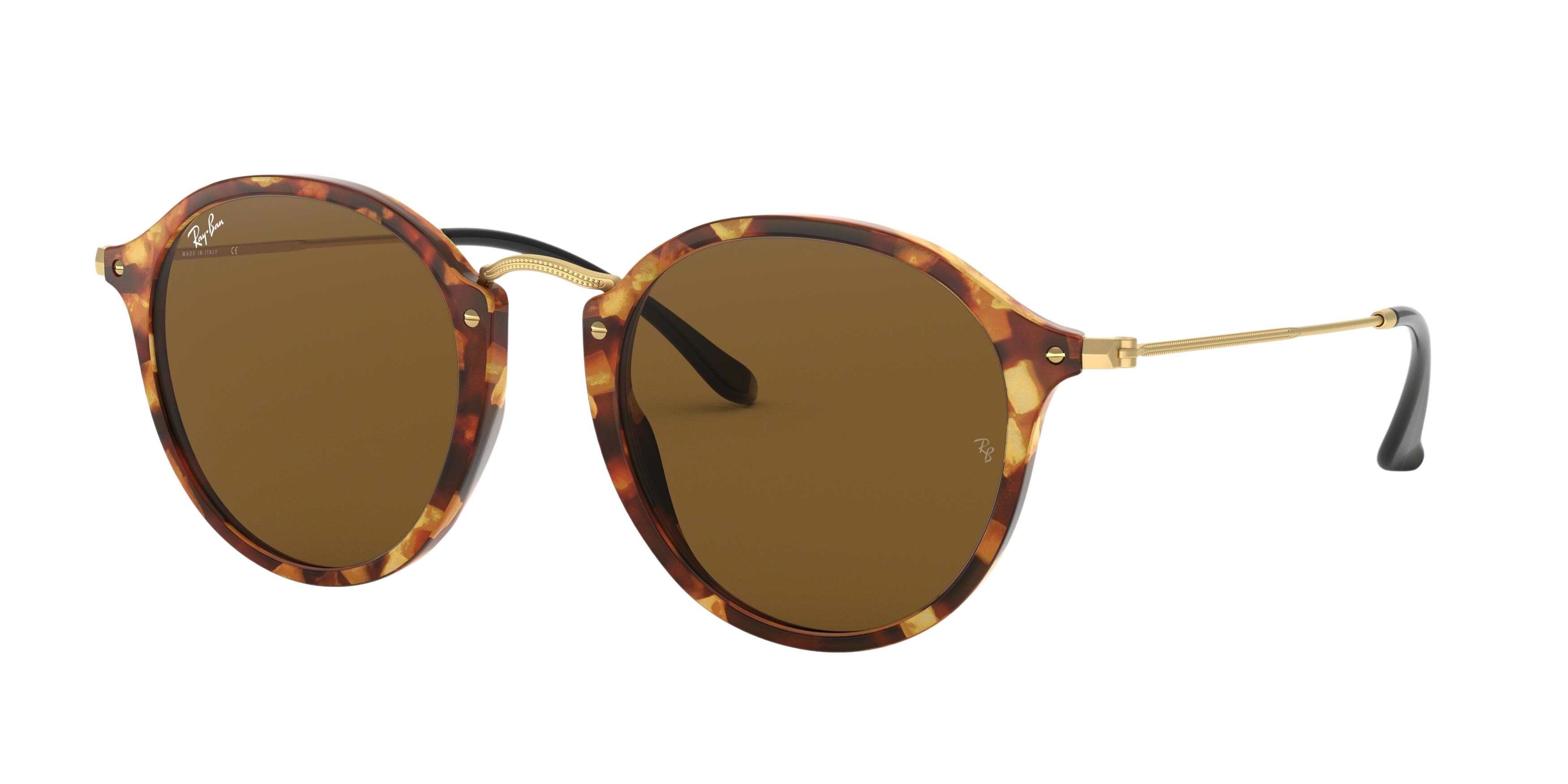 Ray-Ban RB2447 round sunglasses in Spotted Brown Havana