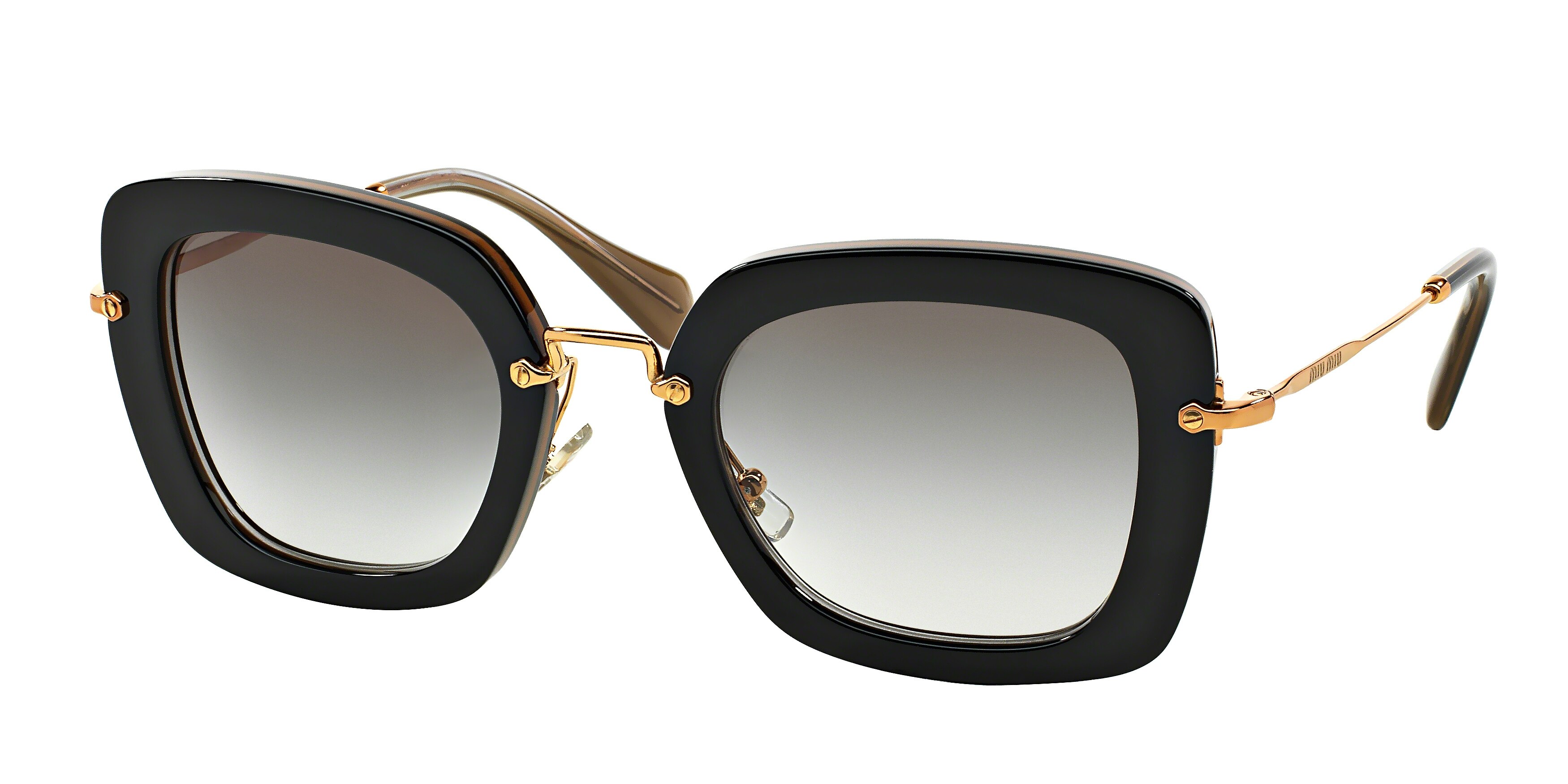 Miu Miu MU 07OS rectangle sunglasses in Top Black/Opal