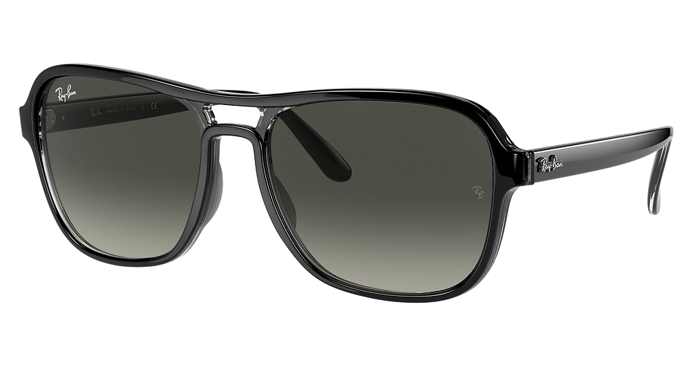 Ray-Ban RB4356 aviator sunglasses in Black Transparent Black/Grey Gradient