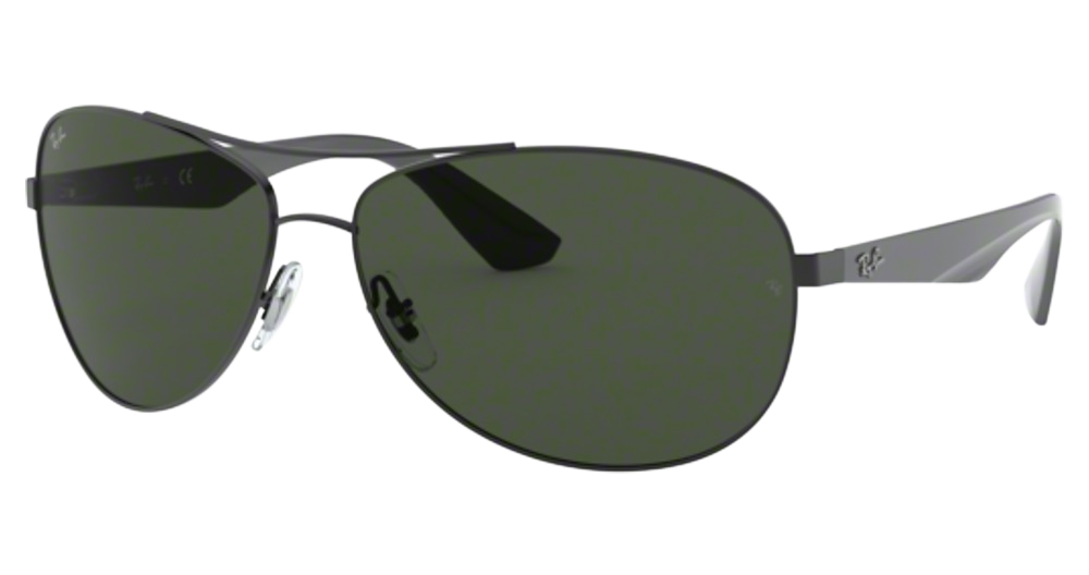 Ray-Ban RB3526 aviator sunglasses in Matte Black/Dark Green