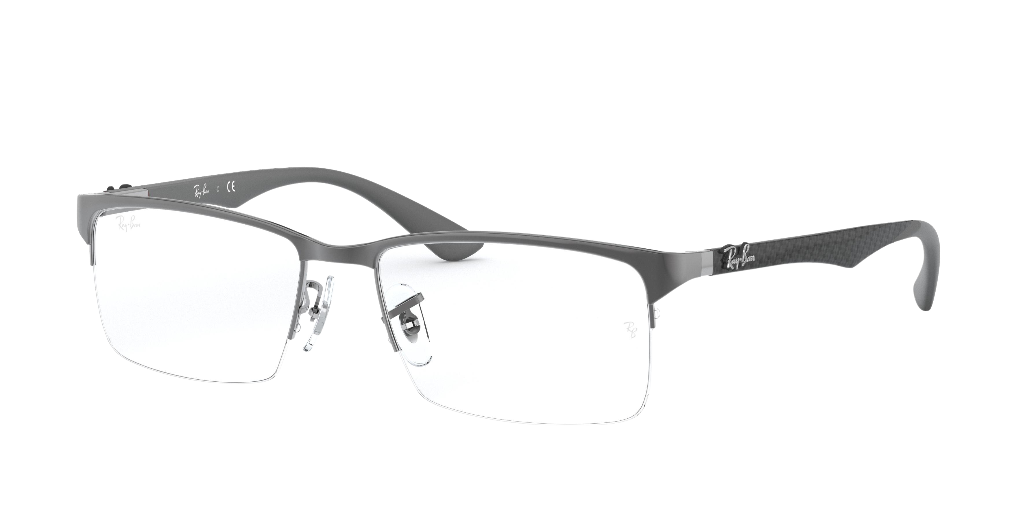 Ray-Ban RX8411 rectangle eyeglasses in Matte Gunmetal/Gunmetal