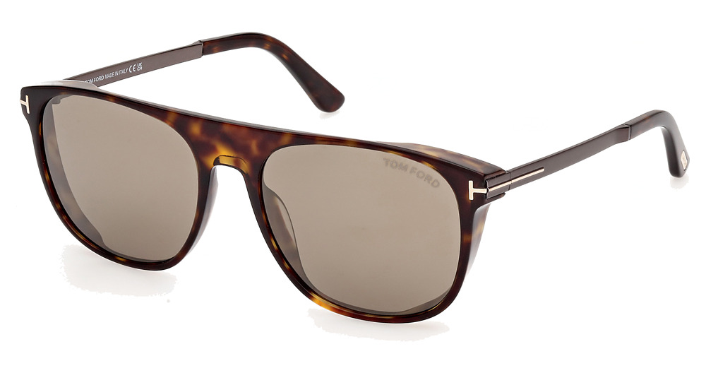 Tom Ford FT1105 square sunglasses in Dark Havana/Roviex Mirror