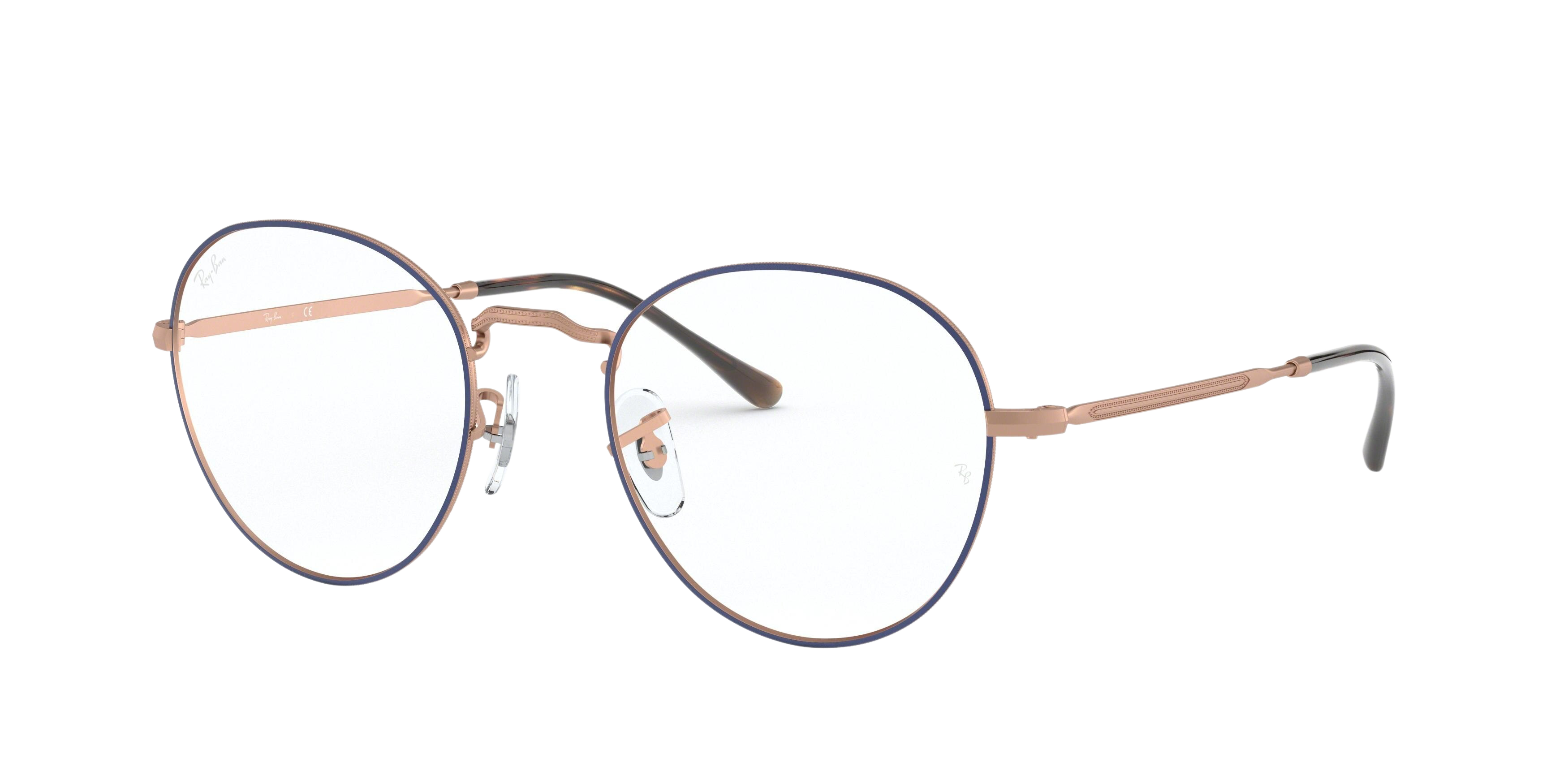 Ray-Ban RX3582V round eyeglasses in Top Blue on Matte Copper