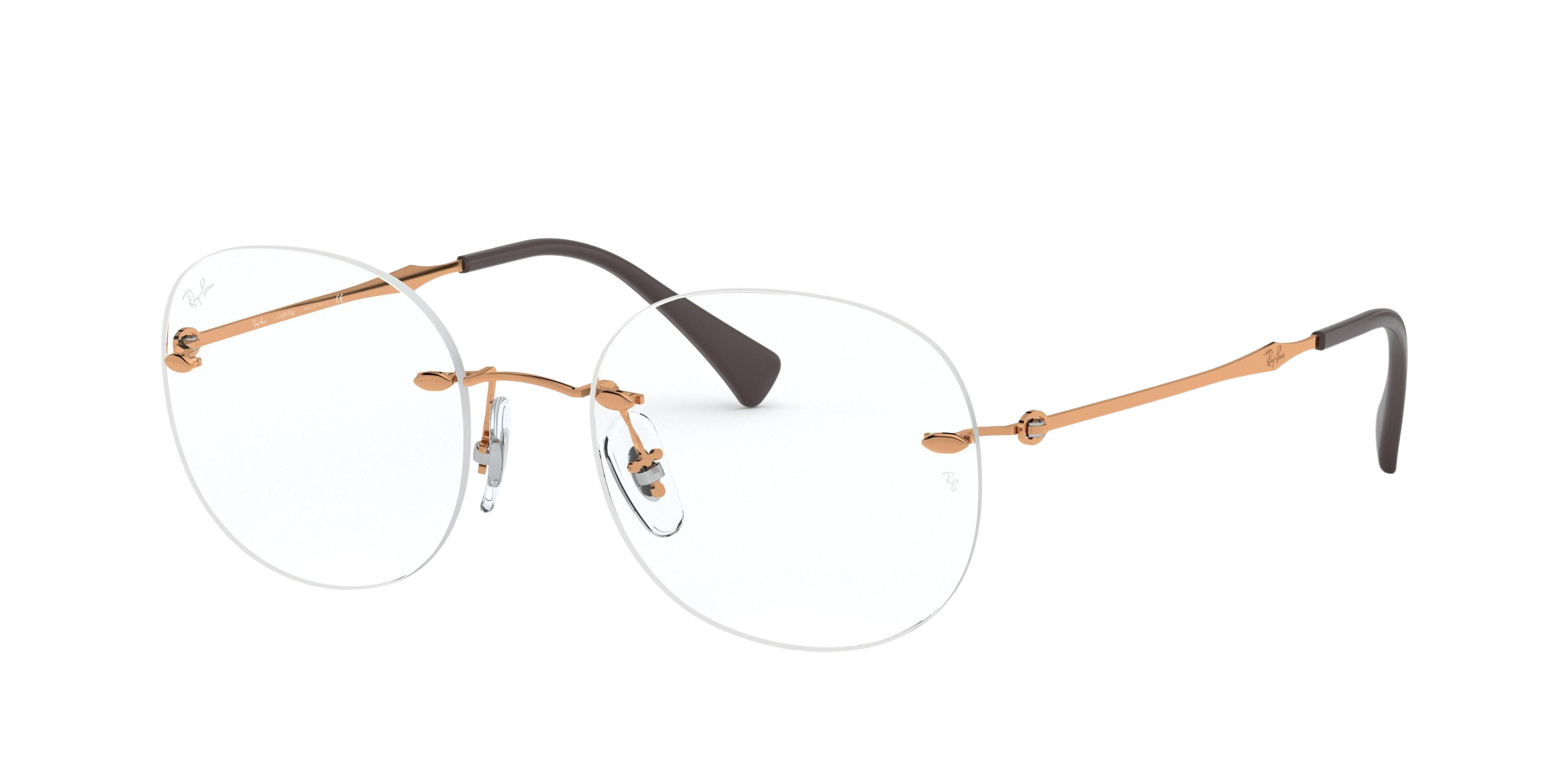 Ray-Ban RX8747 round eyeglasses in Light Brown