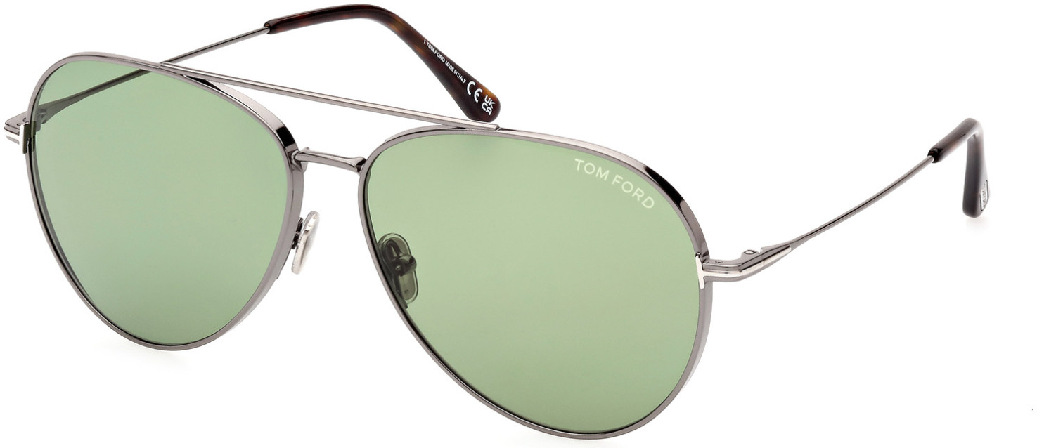 Tom Ford FT0996 aviator sunglasses in Shiny Gunmetal/Green
