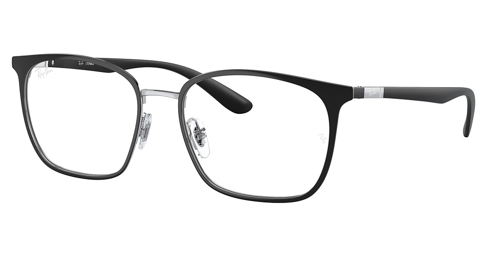 Ray-Ban RX6486 round eyeglasses in Black on Silver