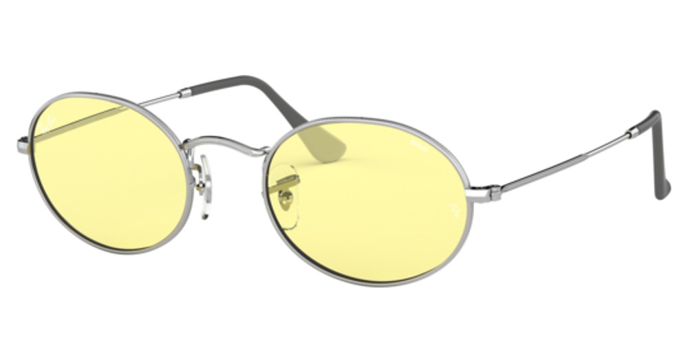Ray-Ban RB3547 OVAL round sunglasses in Silver/Evolve Photo Yellow To Red