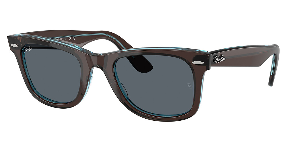 Ray-Ban RB2140F WAYFARER round sunglasses in Brown on Transparent Blue/Blue