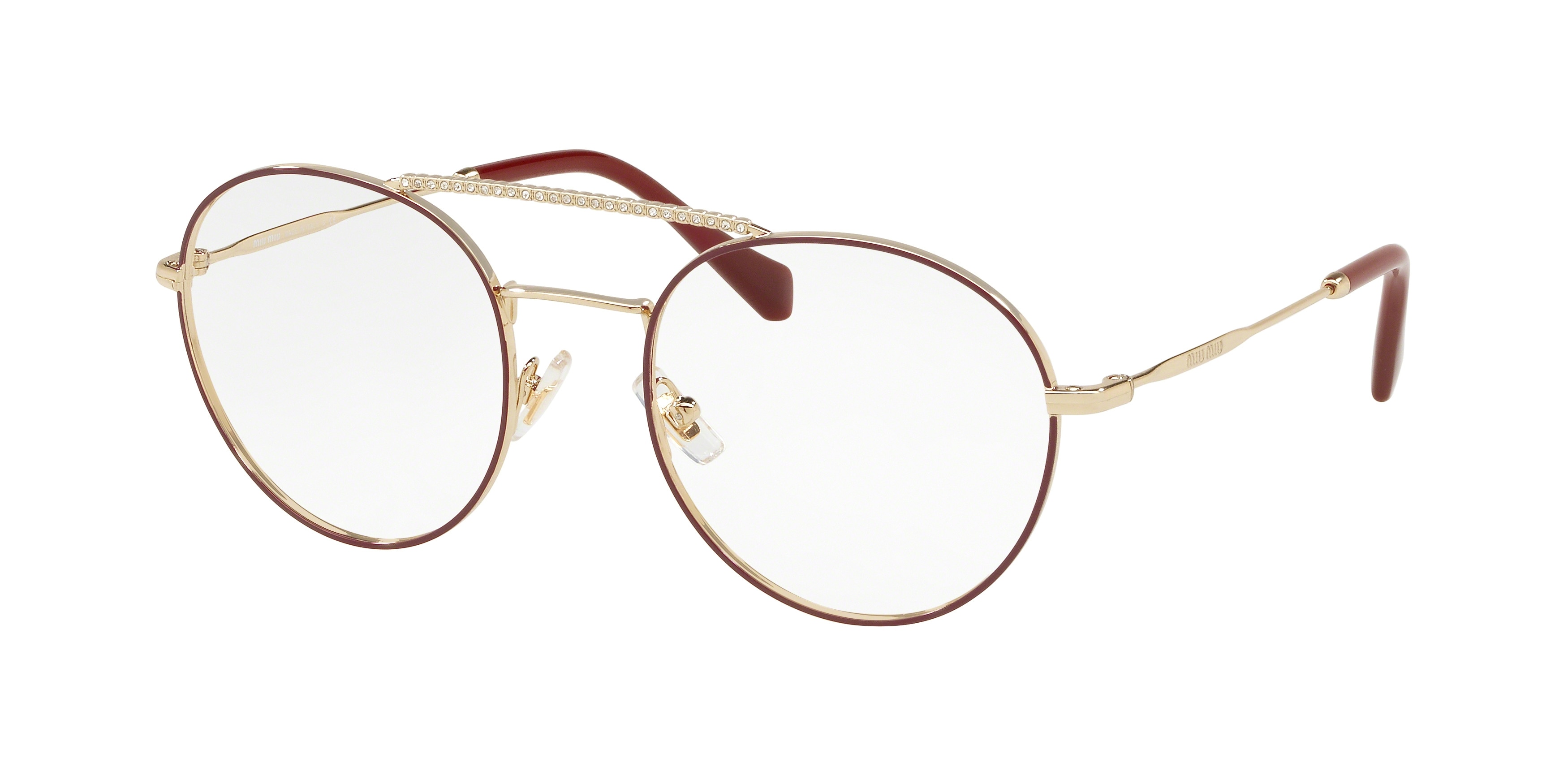 Miu Miu MU 51RV round eyeglasses in Garnet