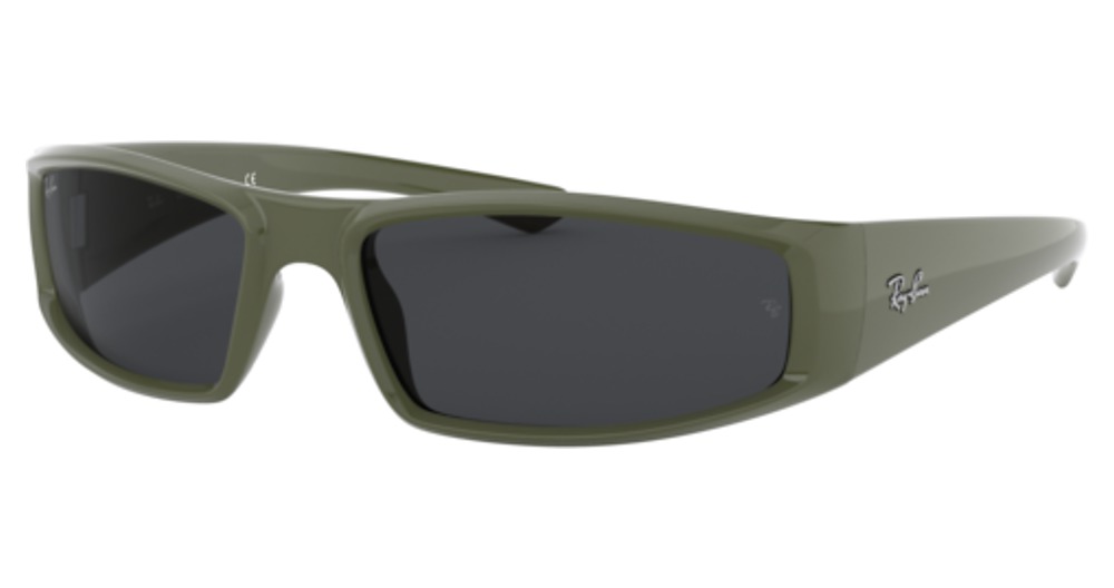 Ray-Ban RB4335 rectangle sunglasses in Military Green/Dark Grey