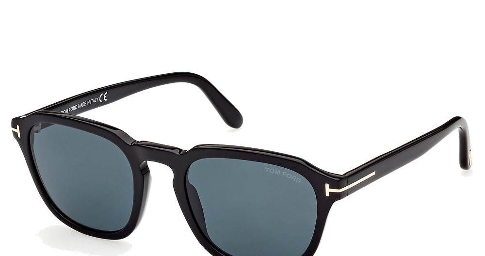 Tom Ford FT0931 round sunglasses in Shiny Black/Blue