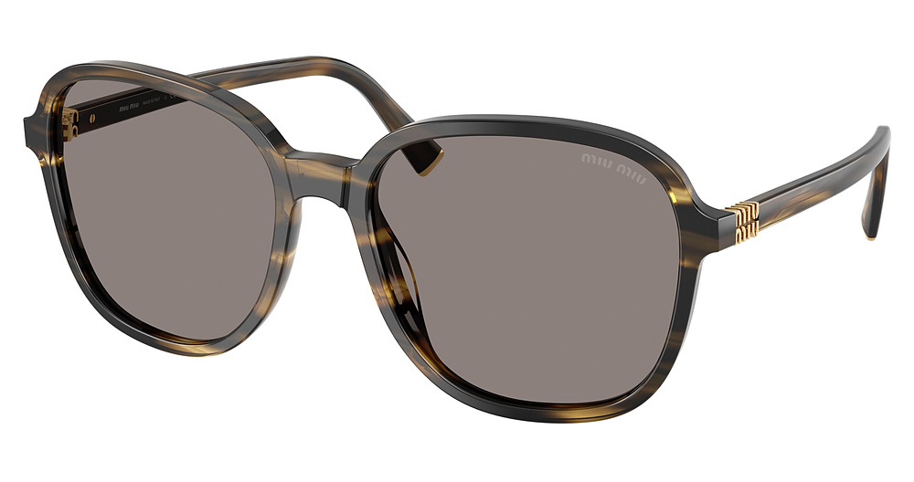 Miu Miu MU B01S round sunglasses in Striped Loden/Dark Grey