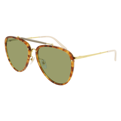 Gucci GG0672S aviator sunglasses in Havana Gold Green/Nylon