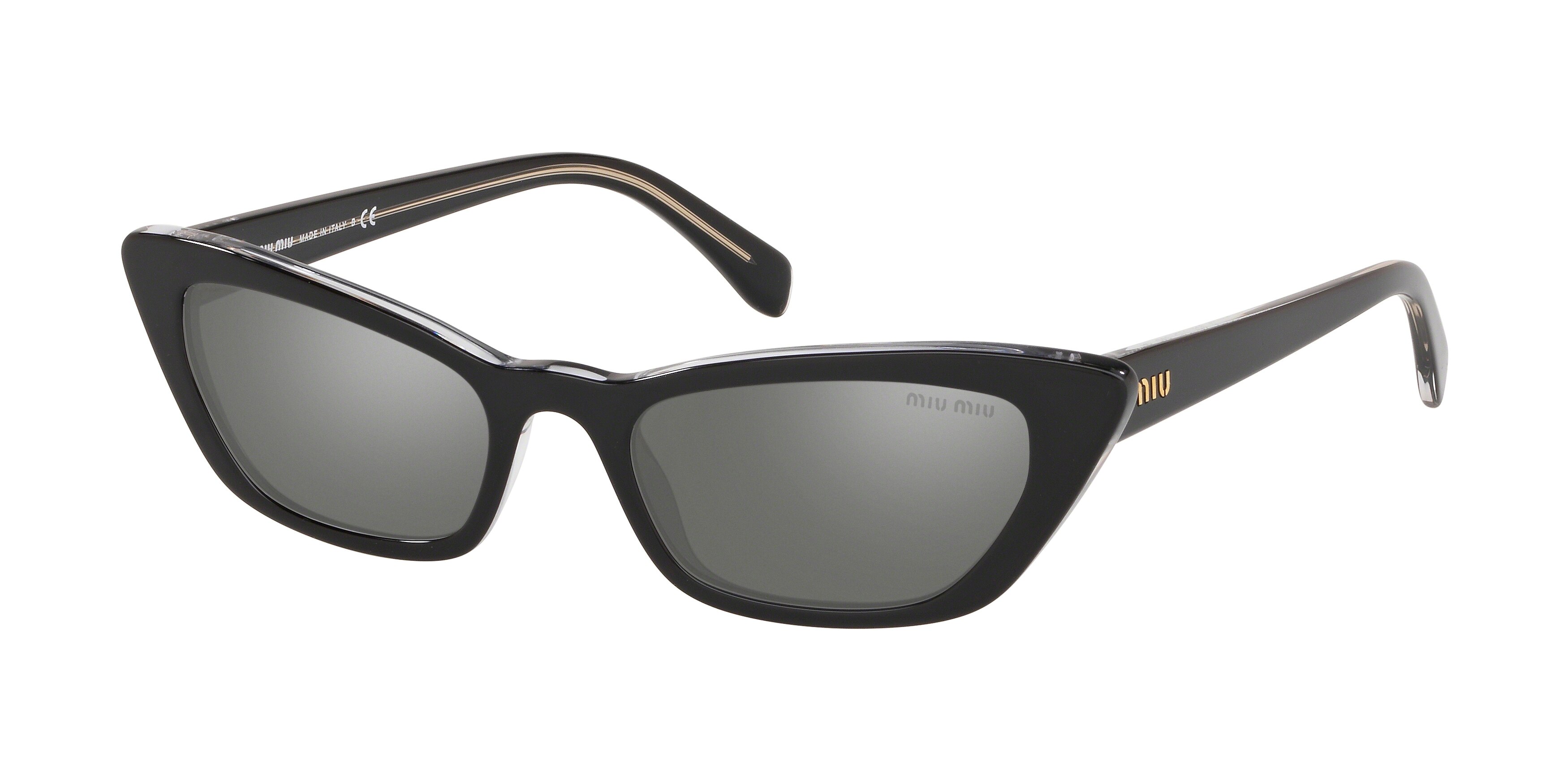 Miu Miu MU 10US cateye sunglasses in Top Black on Transparent