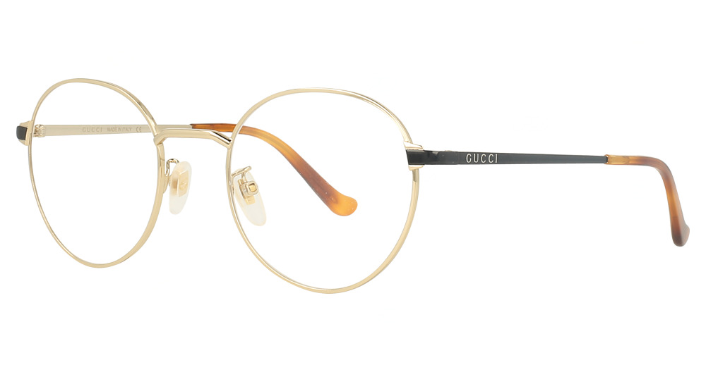 Gucci GG0581O round eyeglasses in Gold Black Transparent