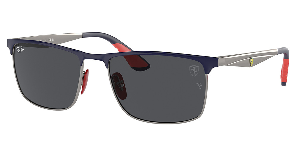 Ray-Ban RB3726M rectangle sunglasses in Blue on Gunmetal/Dark Grey