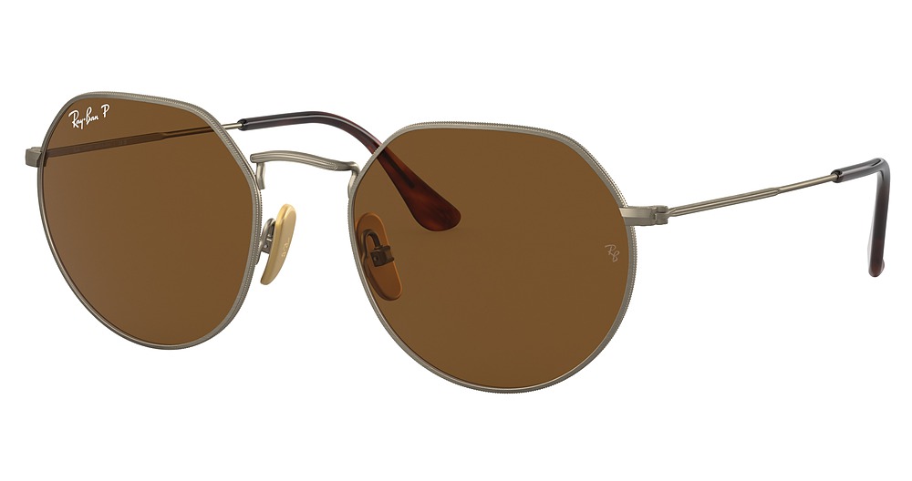 Ray-Ban RB8165 round sunglasses in Demi Gloss Antique Gold/Brown Polarized