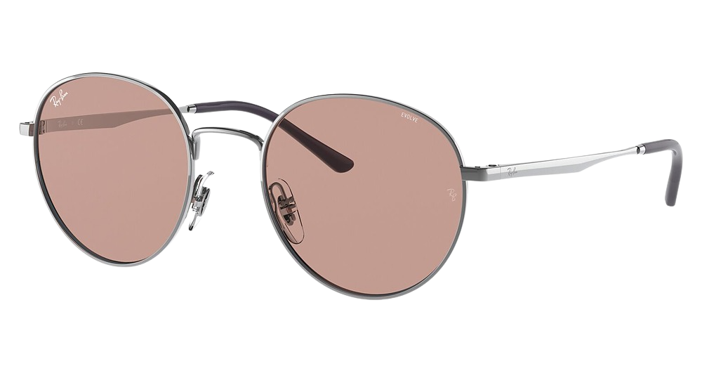 Ray-Ban RB3681 round sunglasses in Gunmetal/Evolve Photo Brown