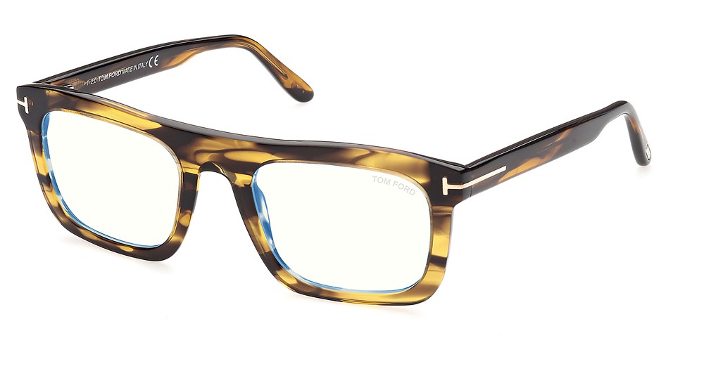 Tom Ford FT5757-B rectangle eyeglasses in Coloured Havana