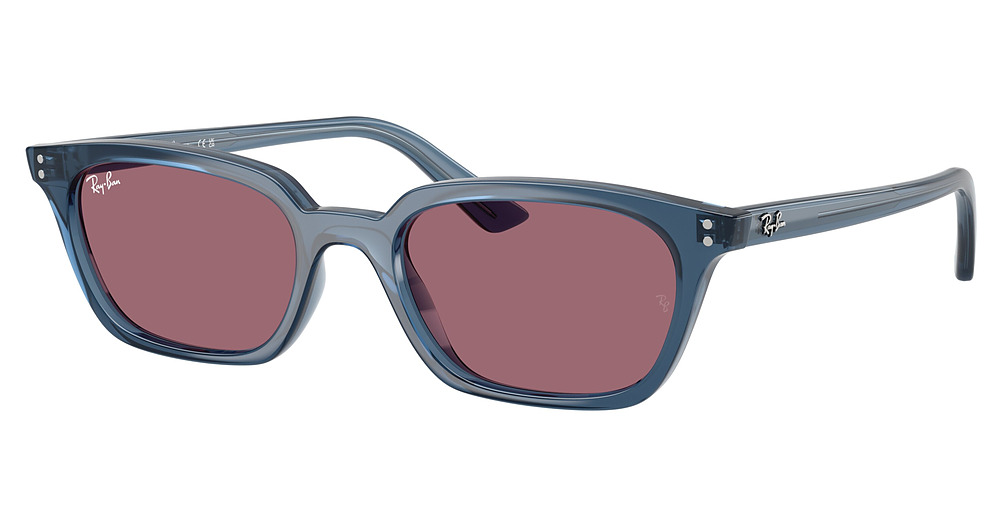 Ray-Ban RB4456F ZAYA round sunglasses in Light Blue/Violet