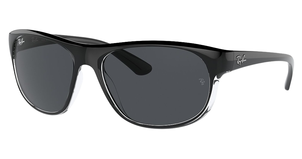 Ray-Ban RB4351 round sunglasses in Black on Transparent/Dark Grey