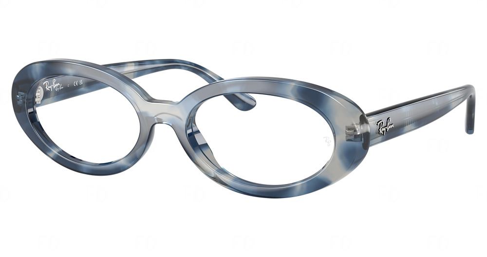Ray-Ban RX2223V round eyeglasses in Opal Blue Havana