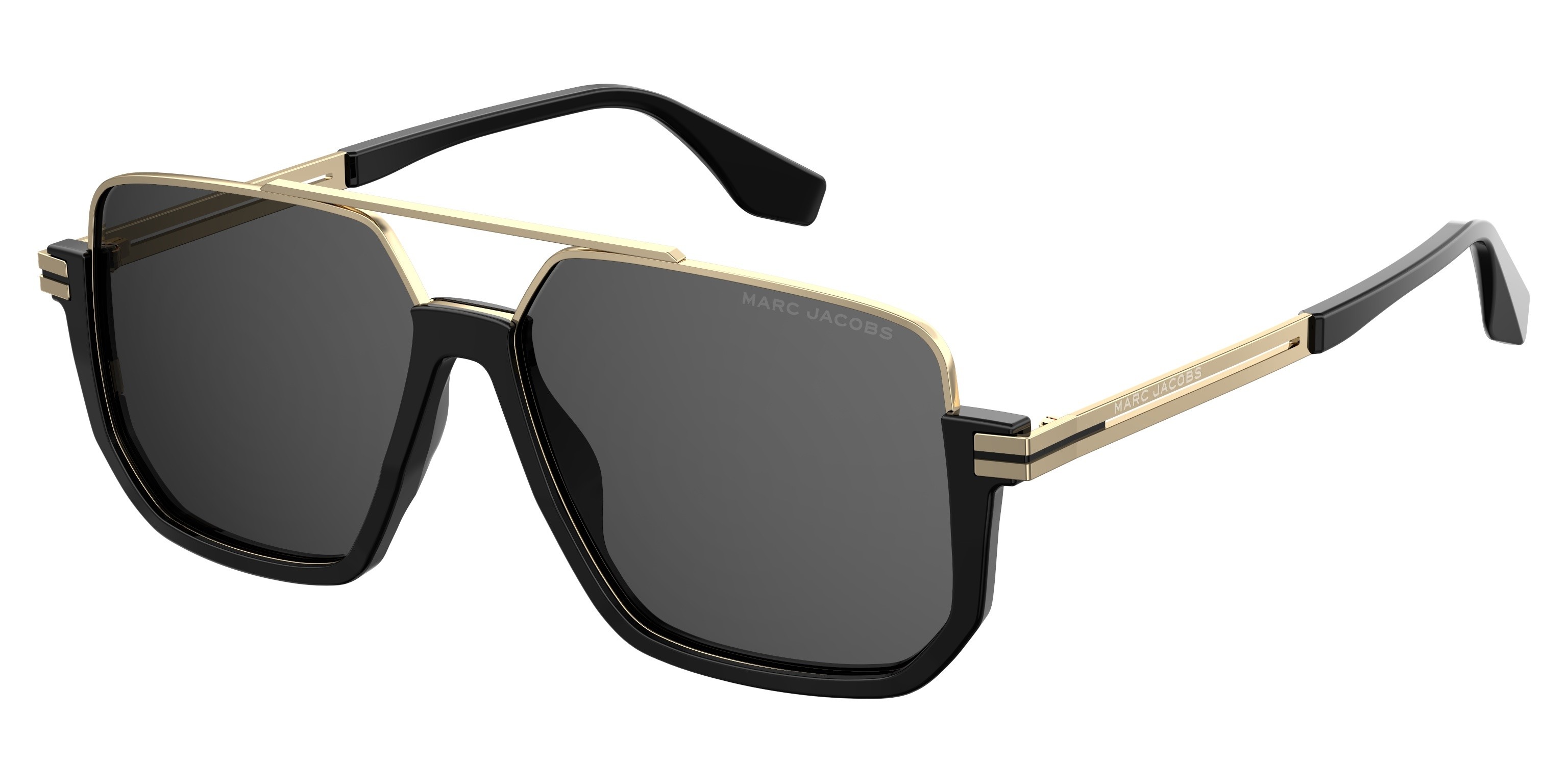 Marc Jacobs Marc 413/S square sunglasses in Black Gold (Ir Grey Blue)