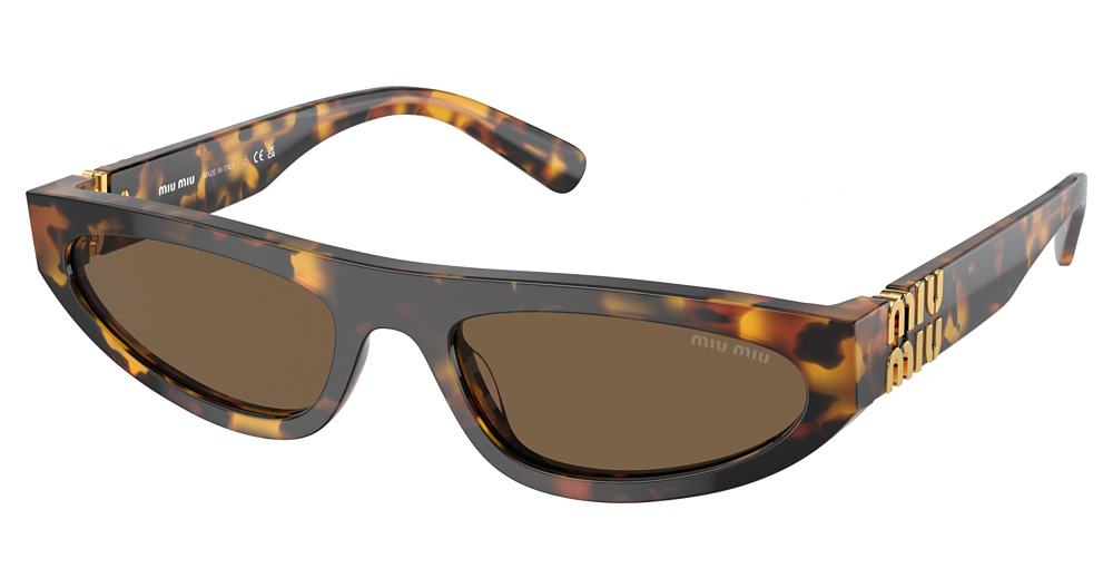 Miu Miu MU 07ZS round sunglasses in Honey Havana/Dark Brown