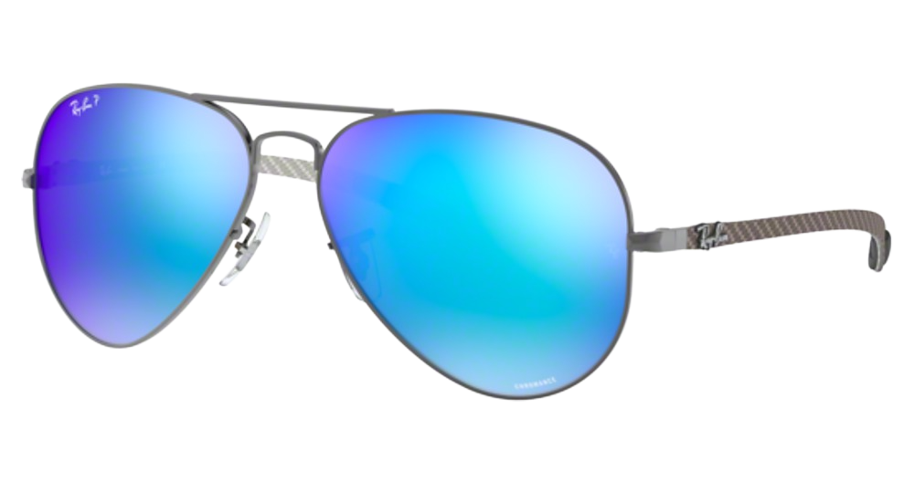 Ray-Ban RB8317CH aviator sunglasses in Matte Gunmetal/Green Mirror Blue