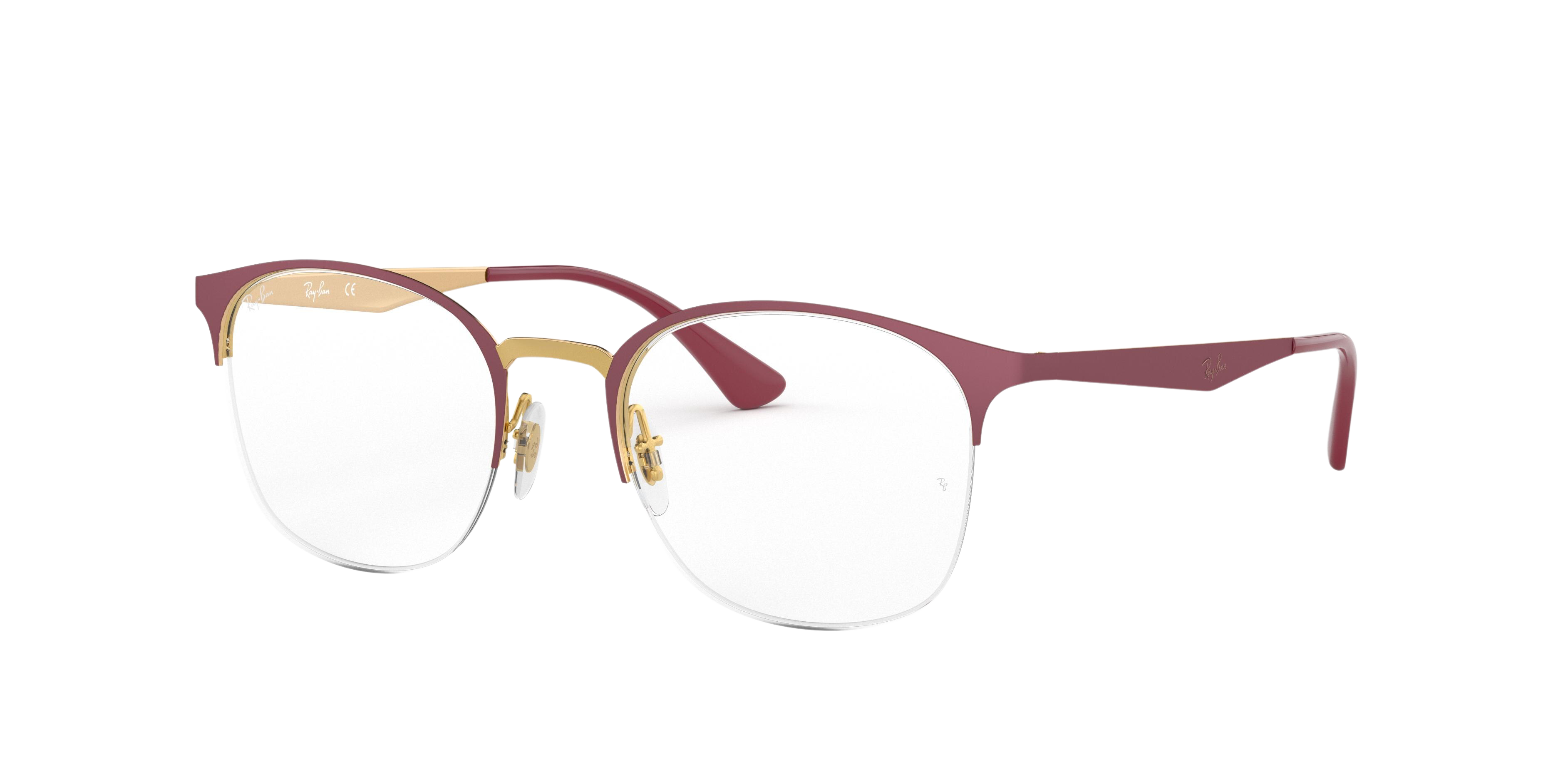 Ray-Ban RX6422 round eyeglasses in Pink Gold on Top Matte Bordeau