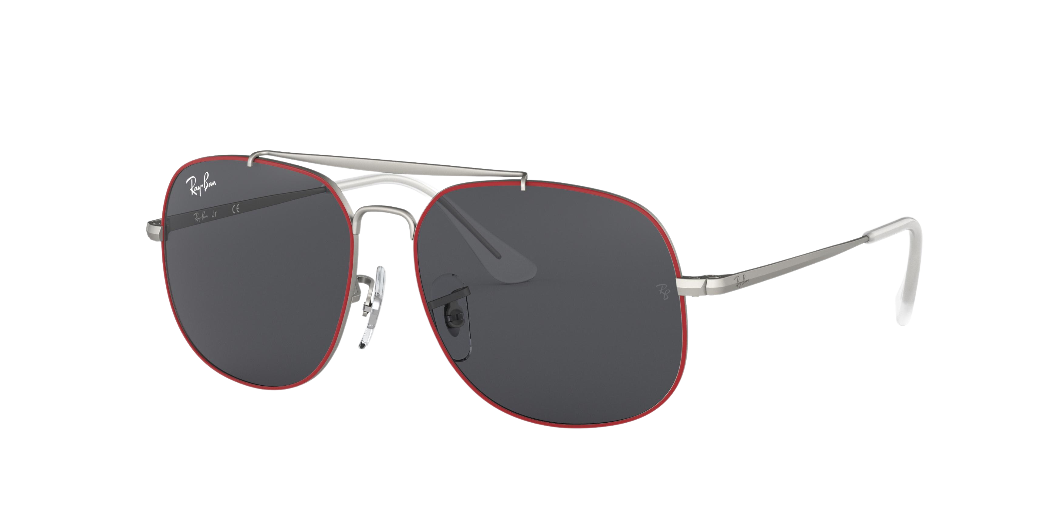 Ray-Ban RJ9561S square sunglasses in Rubber Red on Silver