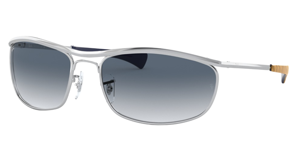 Ray-Ban RB3119M OLYMPIAN I DELUXE round sunglasses in Silver/Clear Gradient Blue