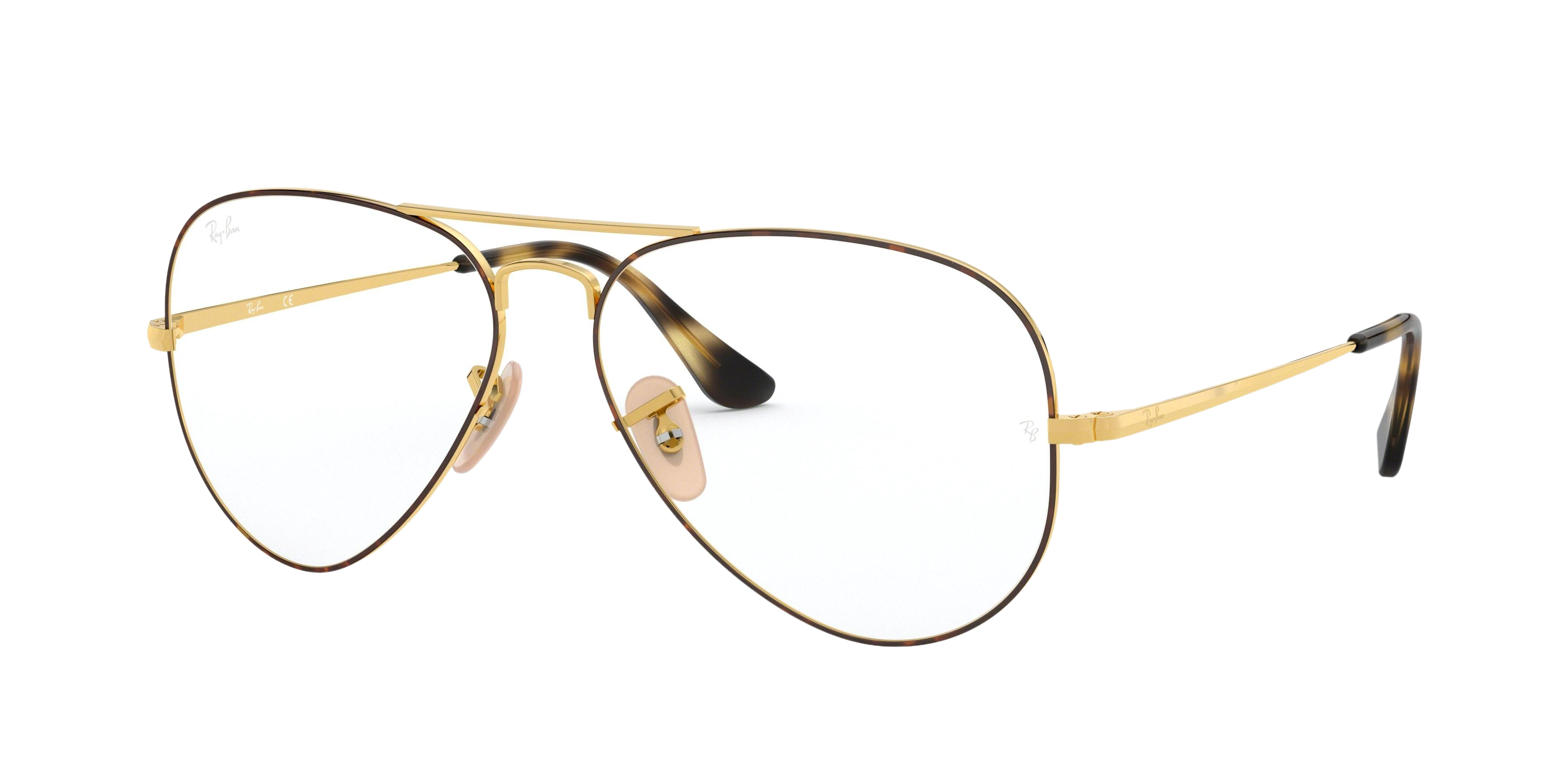 Ray-Ban RX6489 aviator eyeglasses in Gold Top on Havana