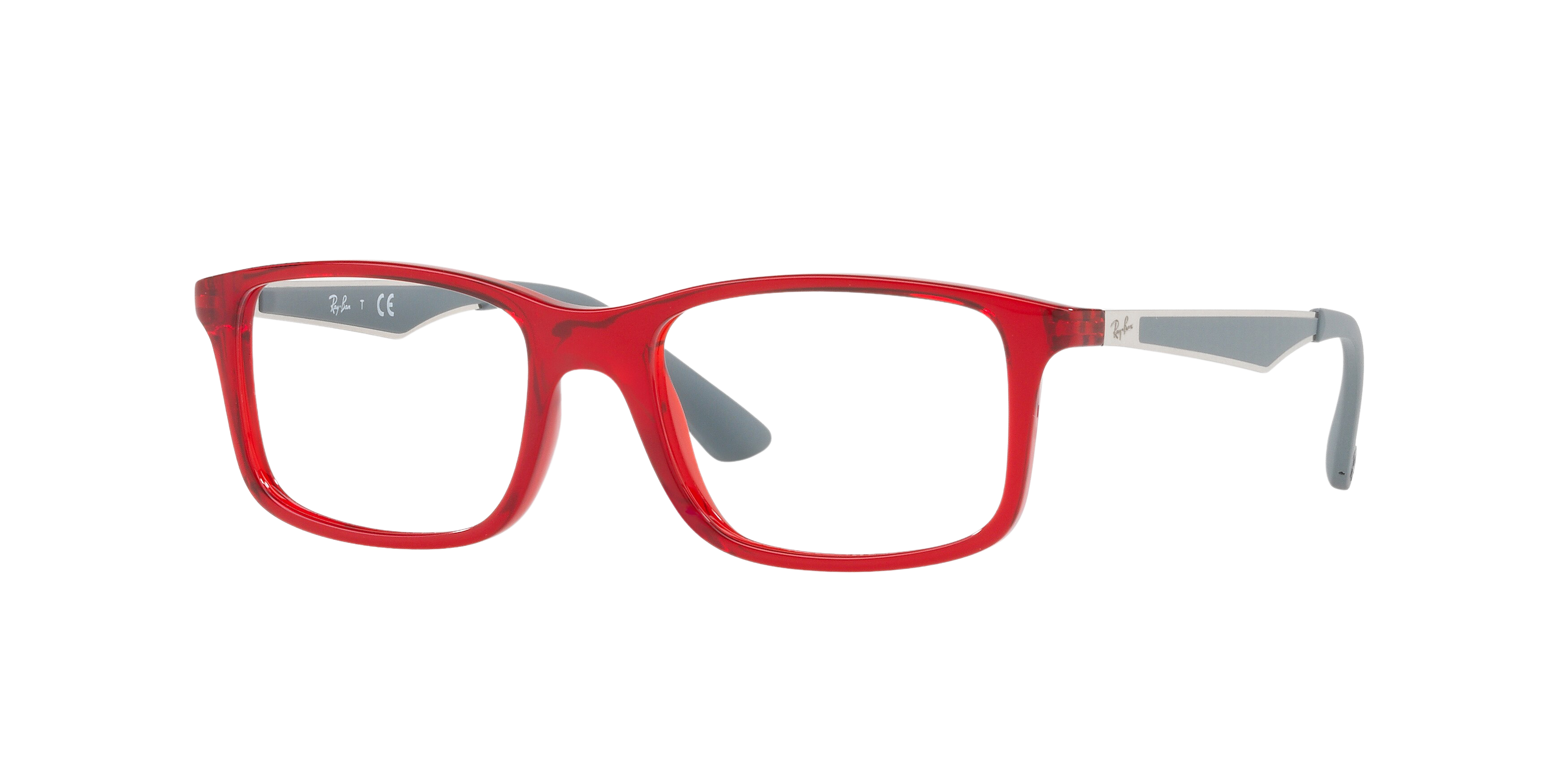 Ray-Ban RY1570 square eyeglasses in Transparent Red