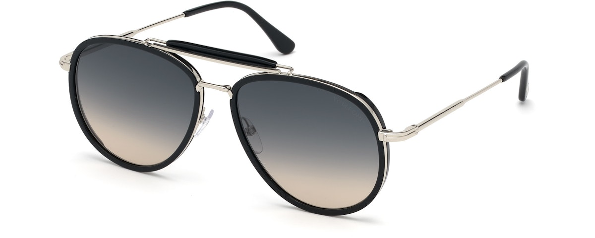 Shiny Black Acetate Rims, Shiny Rhodium/ Grad. Grey-To-Orange Lenses