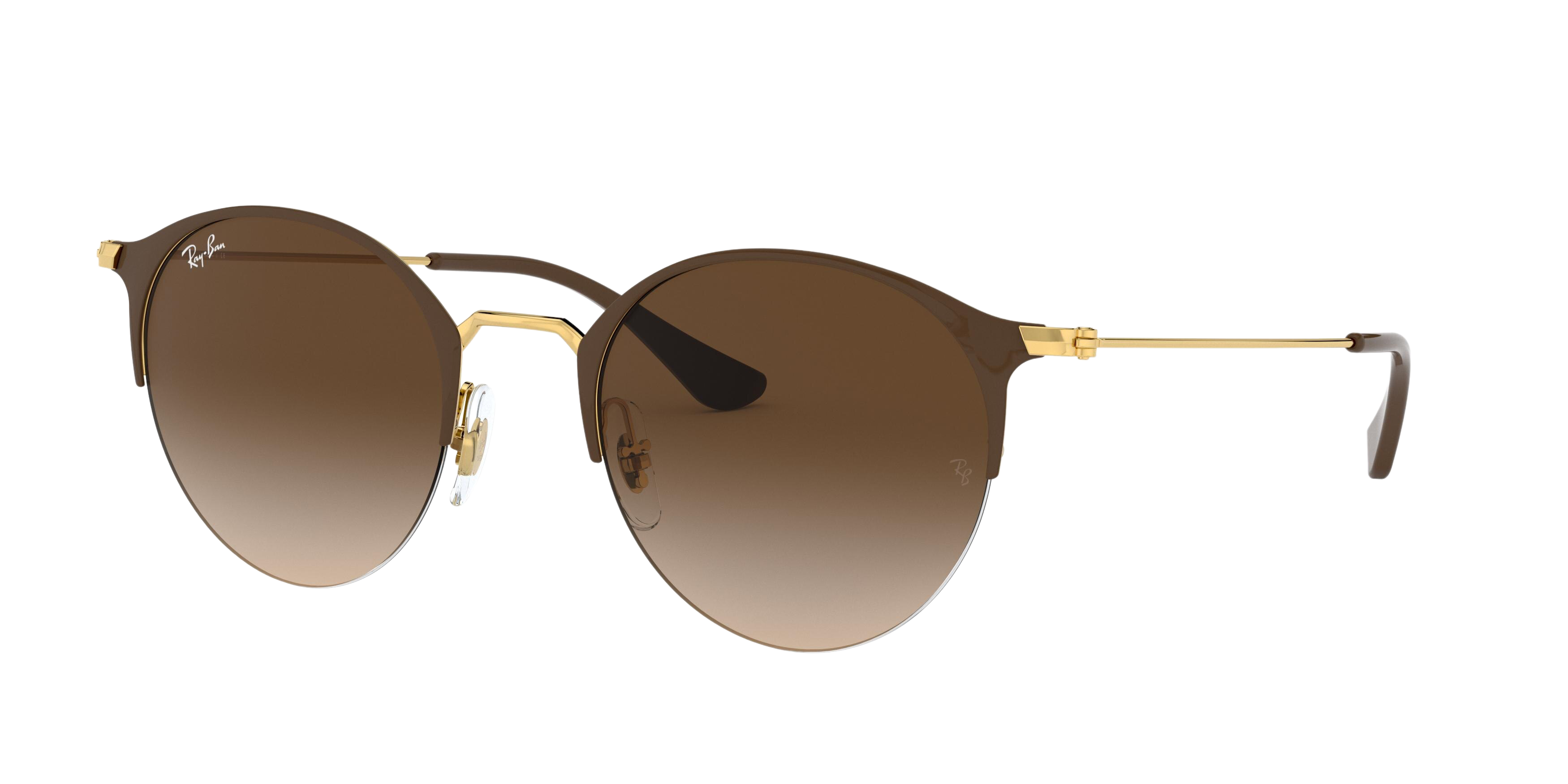 Ray-Ban RB3578 round sunglasses in Gold Top Brown