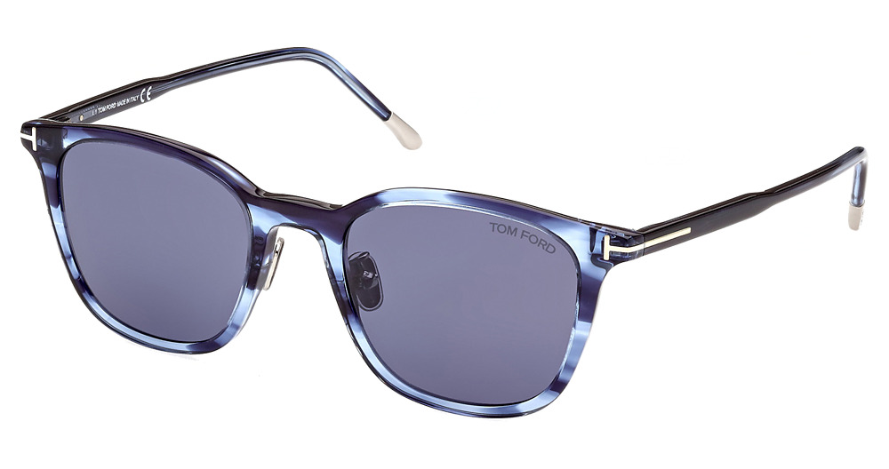 Tom Ford FT0956-D round sunglasses in Shiny Blue/Blue