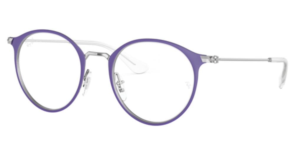 Ray-Ban RY1053 round eyeglasses in Matte Purple on Silver