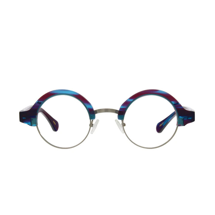 Purple with Blue Stripes with Silver Rim
