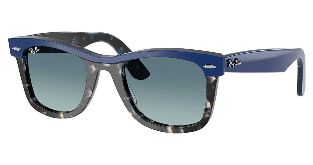 Ray-Ban RB2240F WAYFARER round sunglasses in Blue on Havana/Blue Gradient Grey