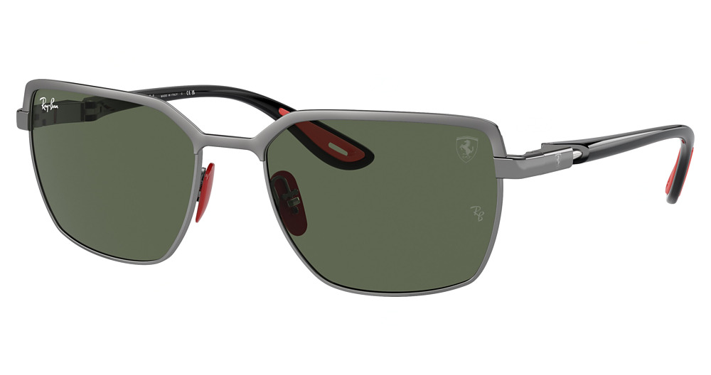 Ray-Ban RB3743M square sunglasses in Matte Gunmetal on Gunmet/Dark Green