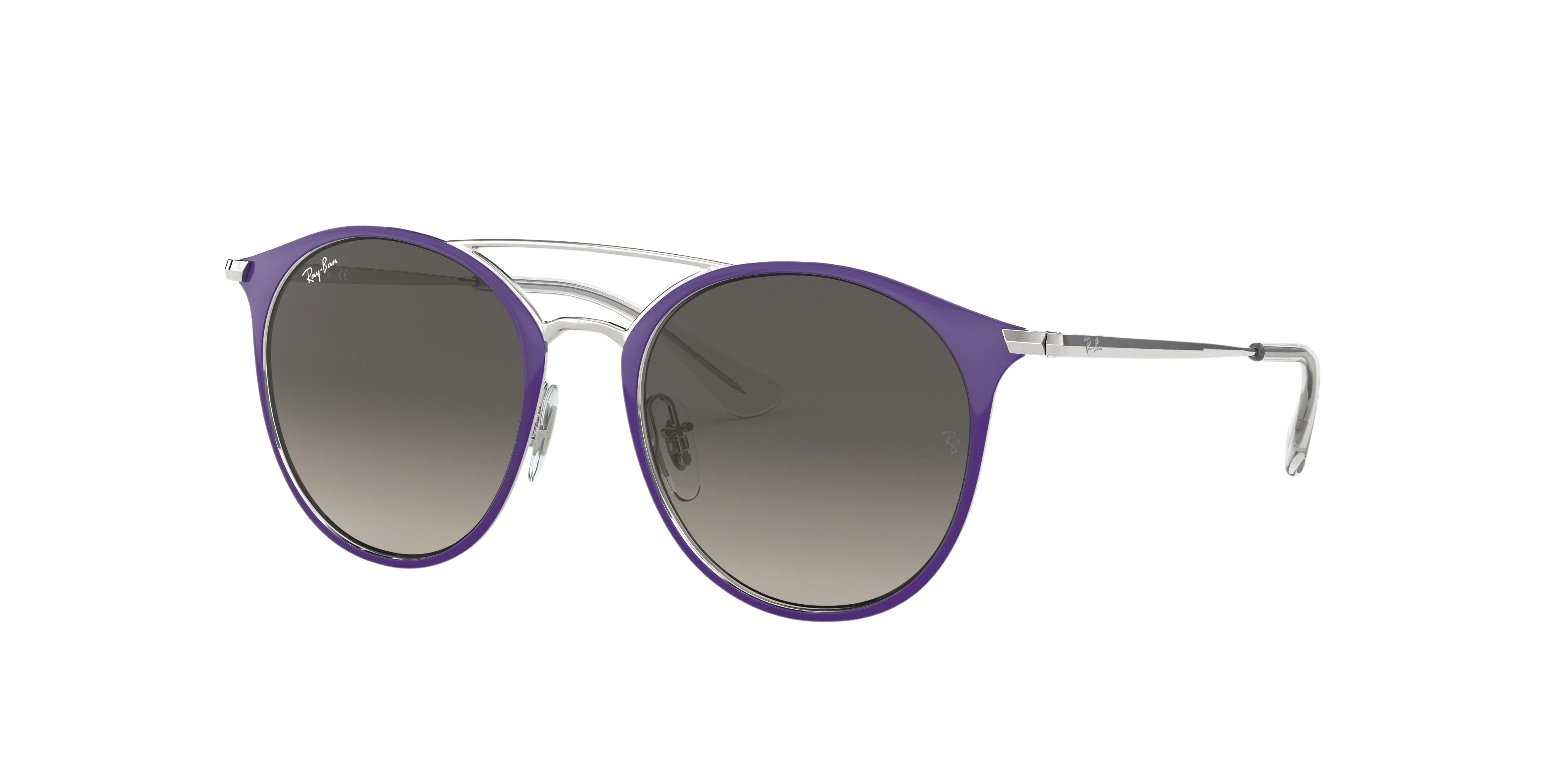 Ray-Ban RJ9545S round sunglasses in Silver on Top Violet