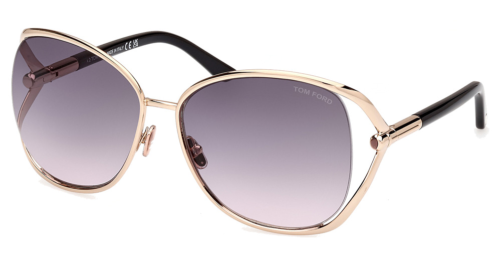 Tom Ford FT1091 round sunglasses in Shiny Rose Gold/Gradient Smoke