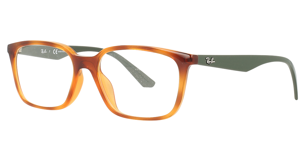Ray-Ban RX7176F rectangle eyeglasses in Yellow Light Havana