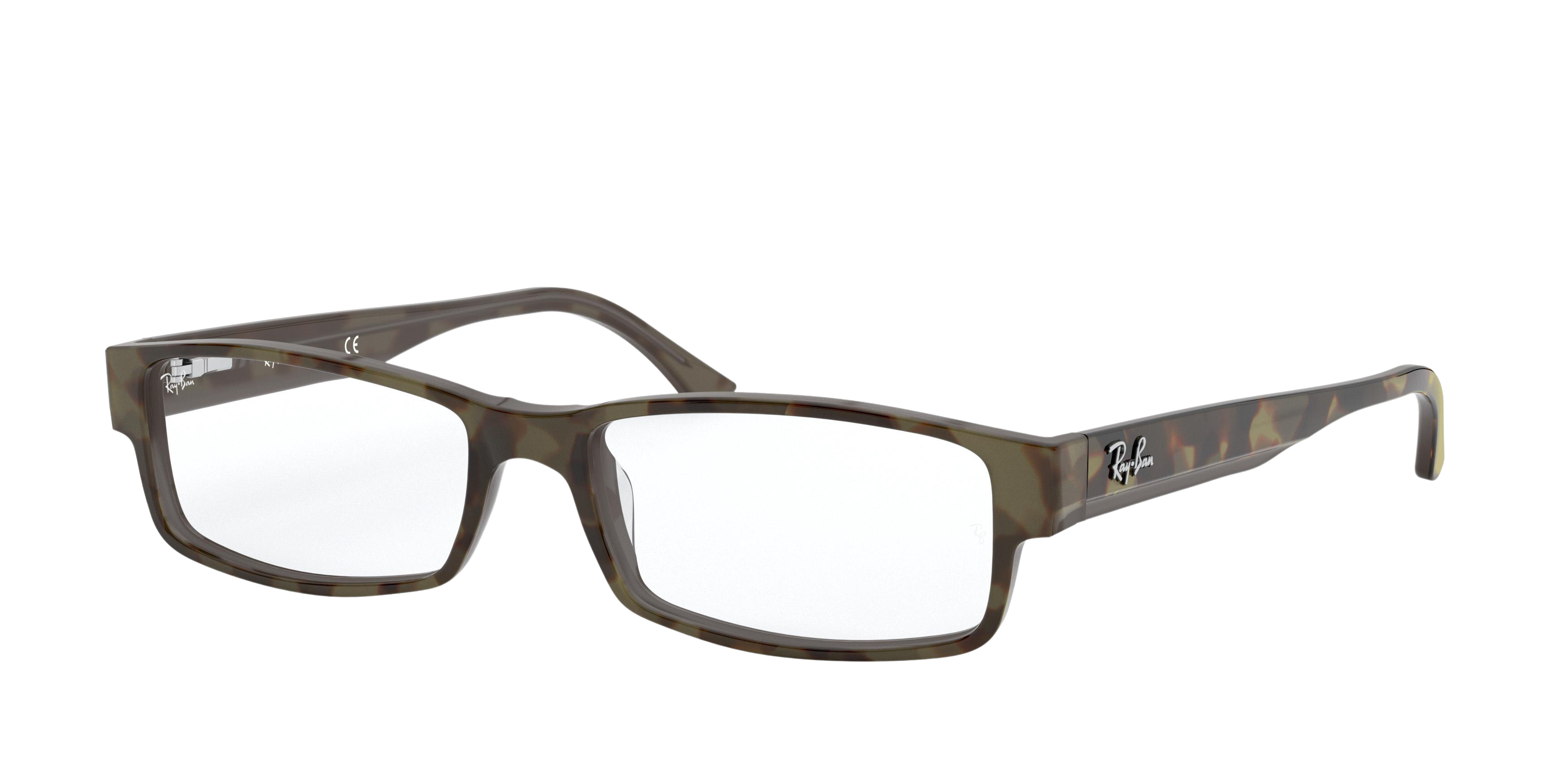 Ray-Ban RX5114 rectangle eyeglasses in Top Yellow on Havana Opal Beig